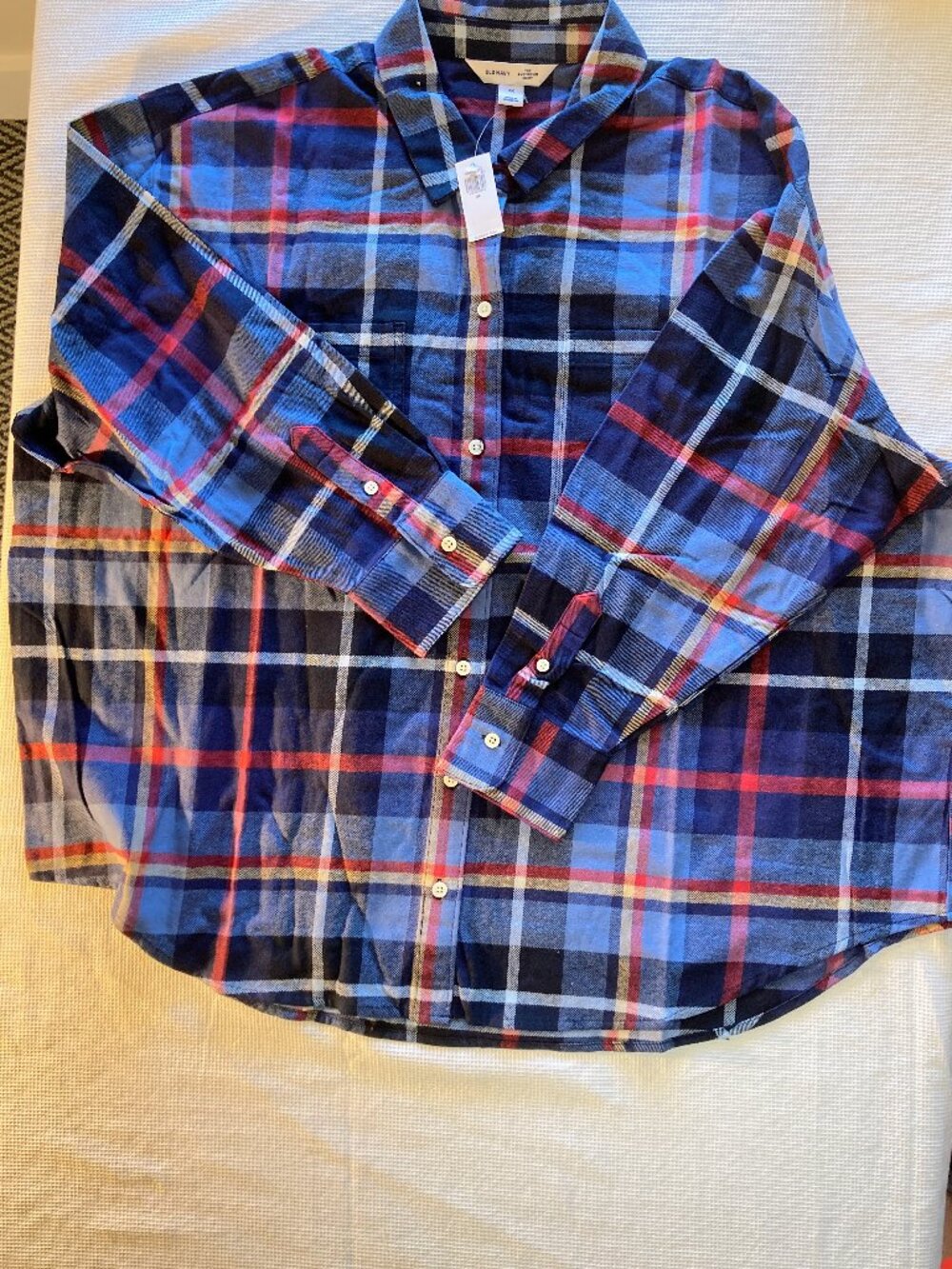 NWT Old Navy blue plaid flannel boyfriend shirt, size 2XL